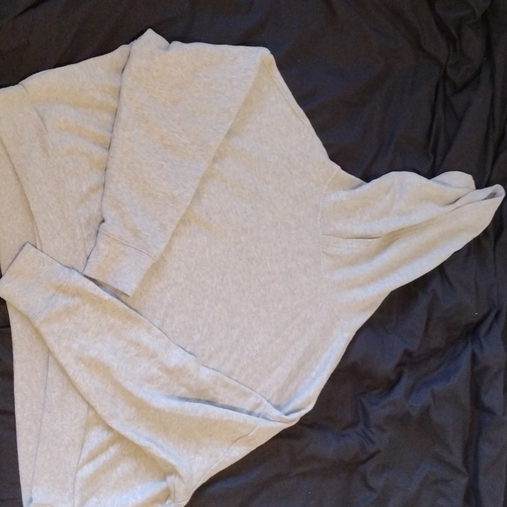 Gray cropped hoodie.